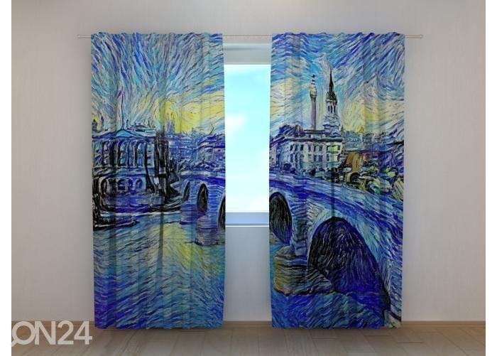 Pimennysverhot London Bridge in Van Gogh Style 240x220 cm kuvasuurennos