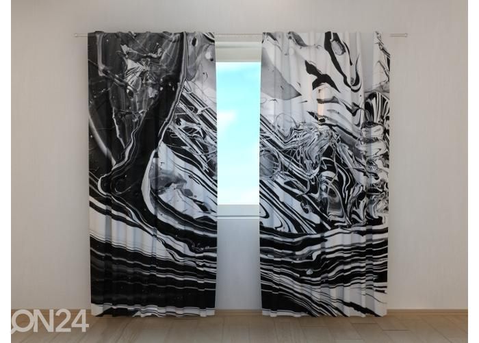 Pimennysverhot Textured Black and White Abstraction 240x220 cm kuvasuurennos