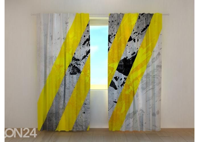 Pimennysverhot Yellow and Gray Lines Abstractions 240x220 cm kuvasuurennos