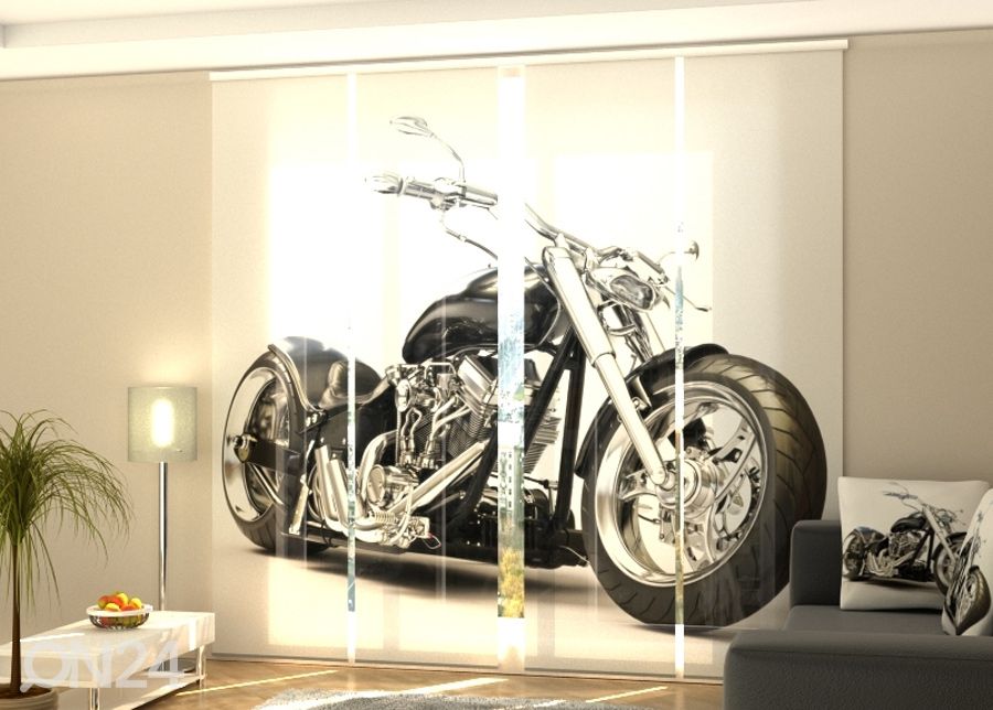 Pimentävä paneeliverho Black motorbike 240x240 cm kuvasuurennos