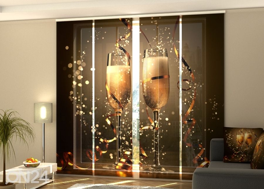 Pimentävä paneeliverho Christmas Champagne 240x240 cm kuvasuurennos