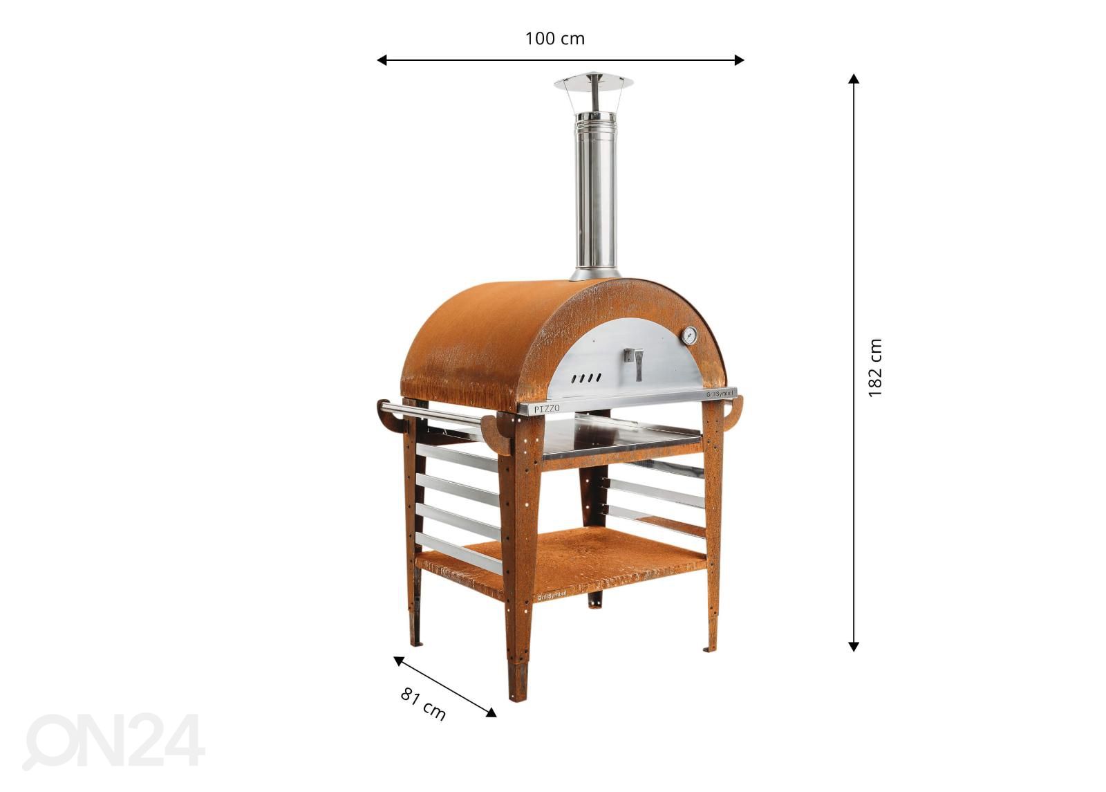 Pizzauuni jalustalla Pizzo-set kuvasuurennos mitat