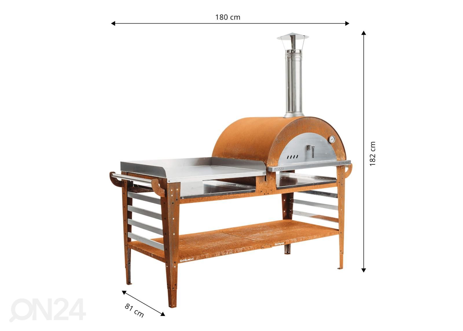 Pizzauuni pöytätasolla Pizzo-XL-set kuvasuurennos mitat