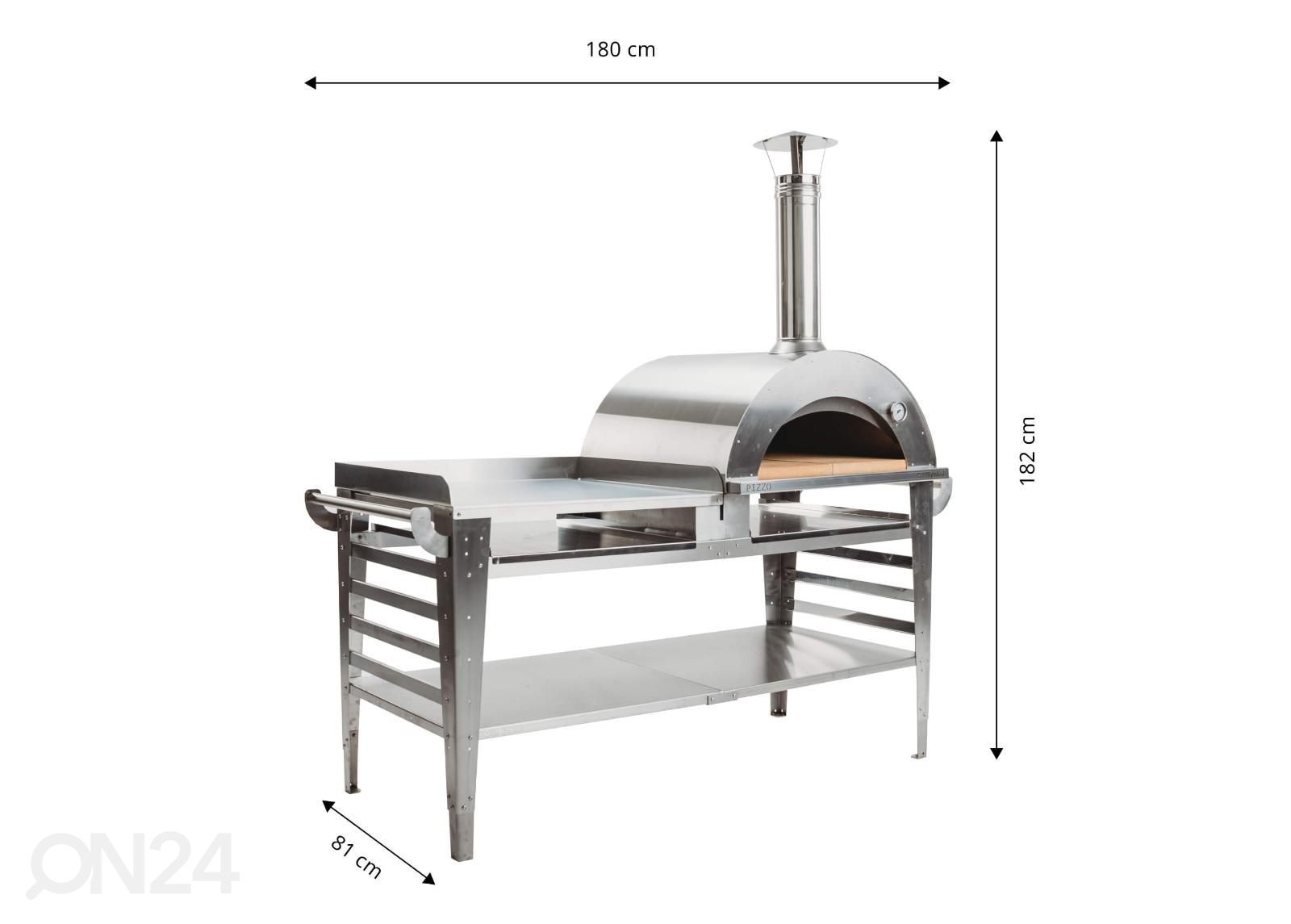 Pizzauuni pöytätasolla Pizzo-XL-set-inox kuvasuurennos mitat