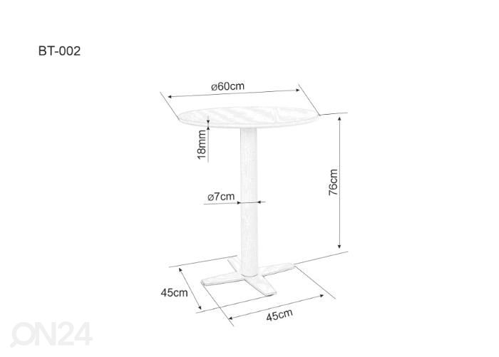 Pöytä Ø 60 cm kuvasuurennos mitat