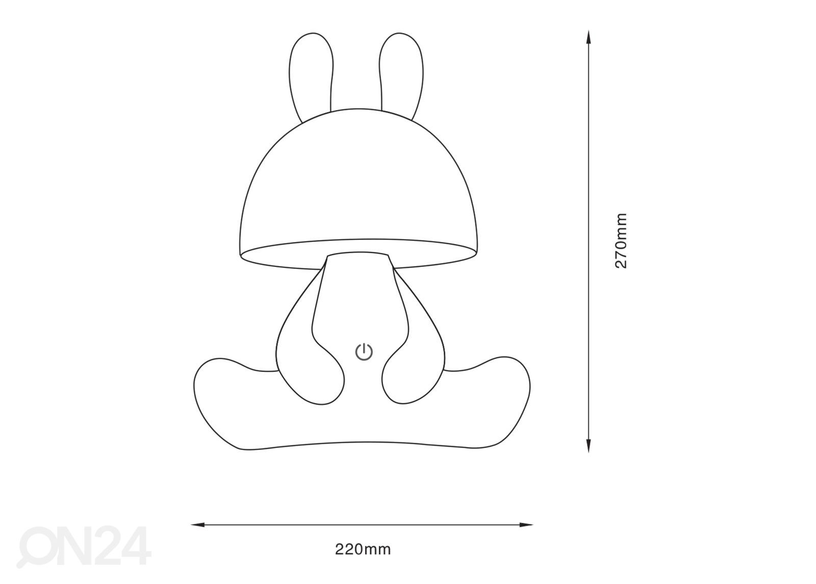 Pöytävalaisin Bunny WH kuvasuurennos mitat