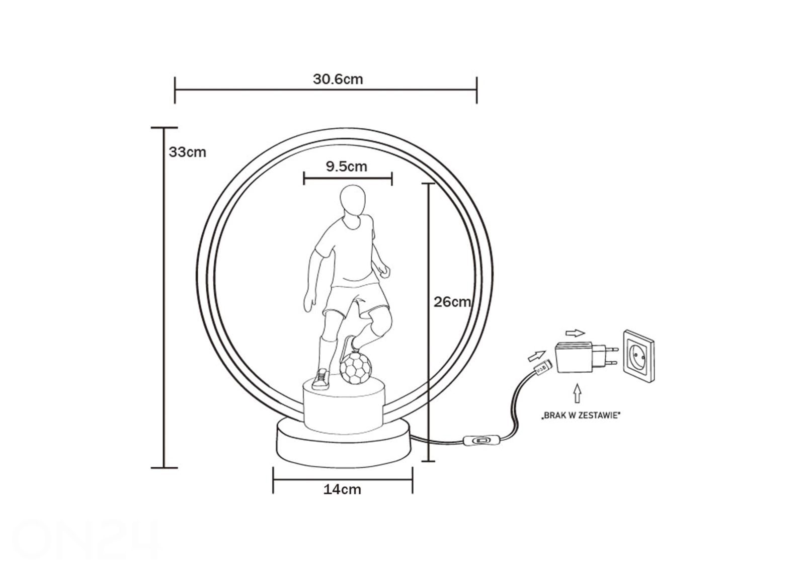 Pöytävalaisin Jalkapalloilija kuvasuurennos mitat