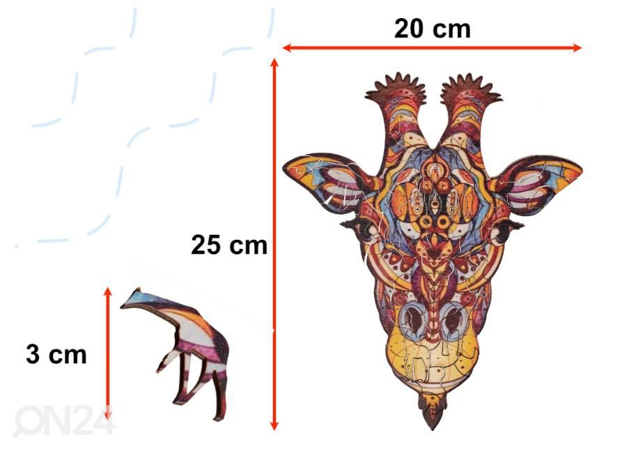 Puinen palapeli Kirahvi 20x25 cm kuvasuurennos mitat