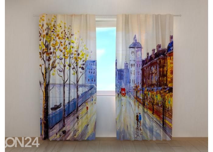 Puolipimentävä kuvaverho Oil Painting View of London 240x220 cm kuvasuurennos