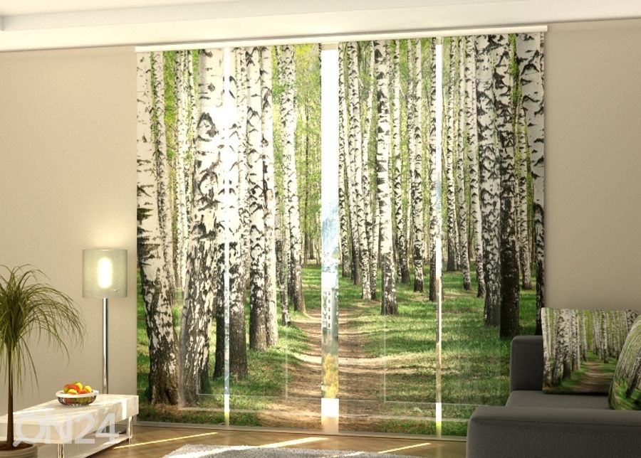 Puolipimentävä paneeliverho Birch forest 240x240 cm kuvasuurennos