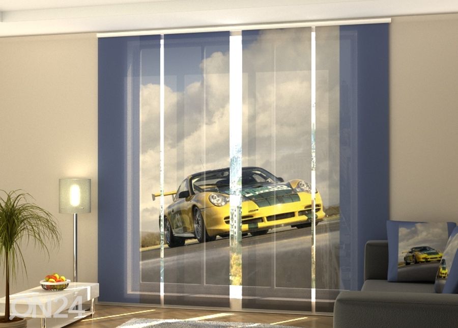 Puolipimentävä paneeliverho Yellow supercar 240x240 cm kuvasuurennos