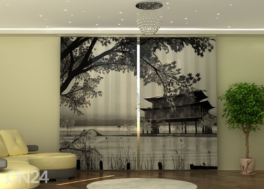 Puolipimentävä verho Chinese Landscape 290x245 cm kuvasuurennos