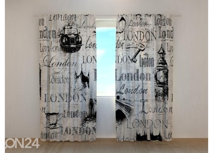 Puolipimentävät verhot Collage Old London 240x220 cm kuvasuurennos