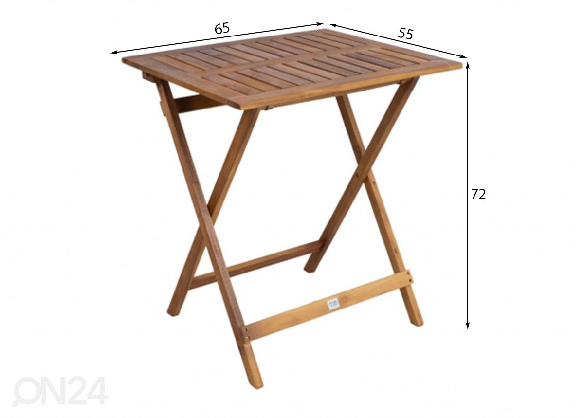 Puutarhapöytä Ferdy 55x65 cm kuvasuurennos mitat