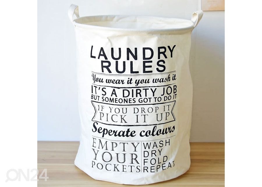 Pyykkikori LAUNDRY RULES kuvasuurennos