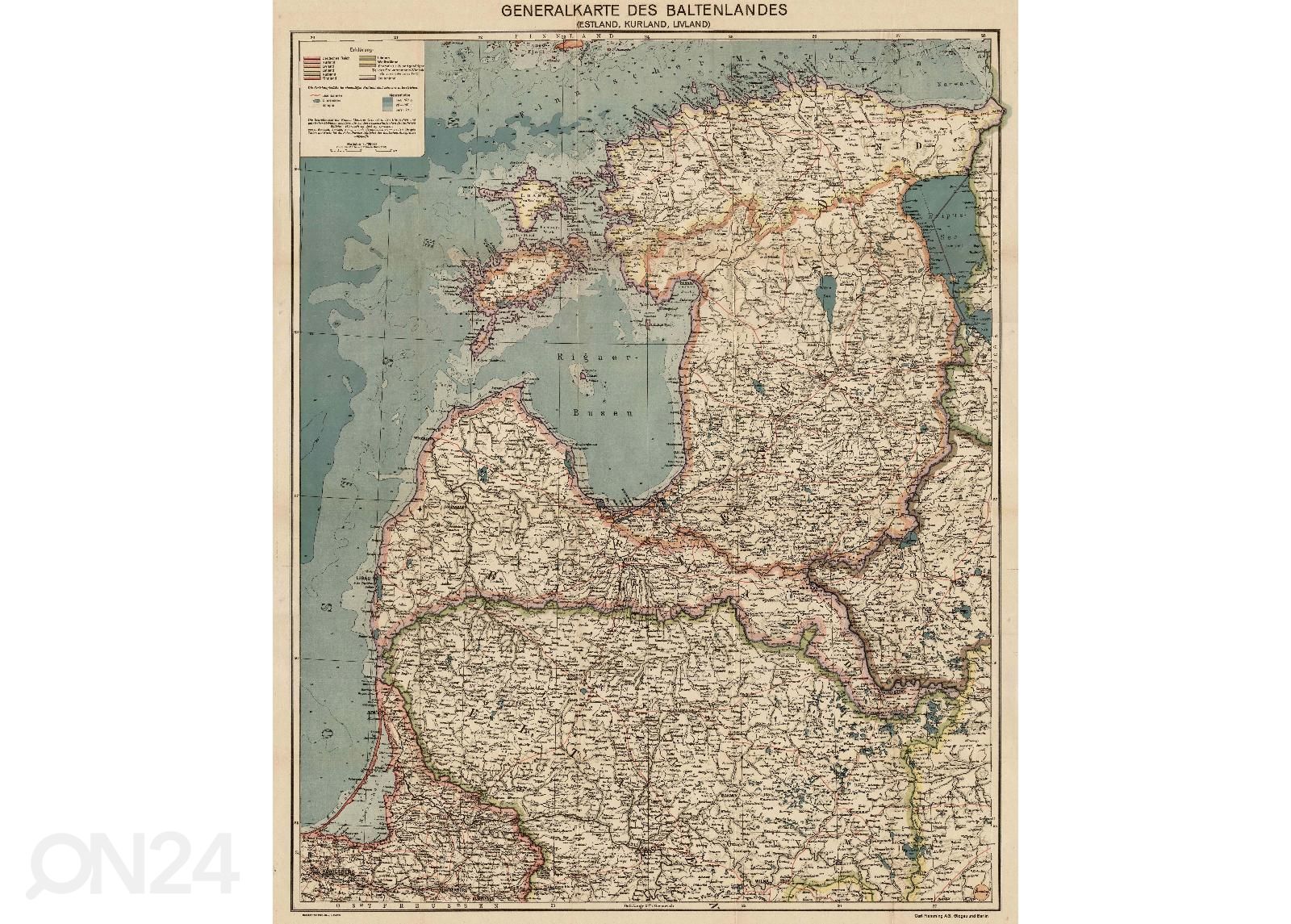 Regio seinäkartta Generalkarte des Baltenlandes 1917 kuvasuurennos