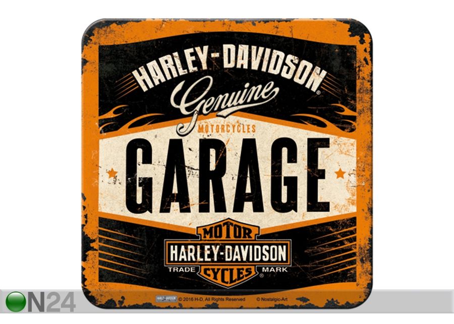 Retro lasinalusta Harley-Davidson Garage 4 kpl kuvasuurennos