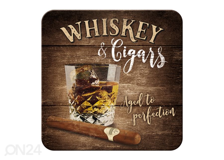 Retro lasinalusta Whiskey & Cigars 4 kpl kuvasuurennos