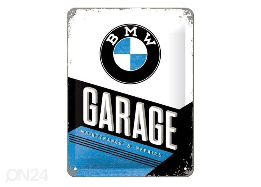 Retro metallitaulu BMW Garage 15x20 cm kuvasuurennos