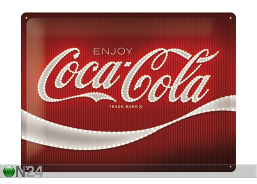 Retro metallitaulu Coca-Cola - Logo Red Lights 30x40 cm kuvasuurennos