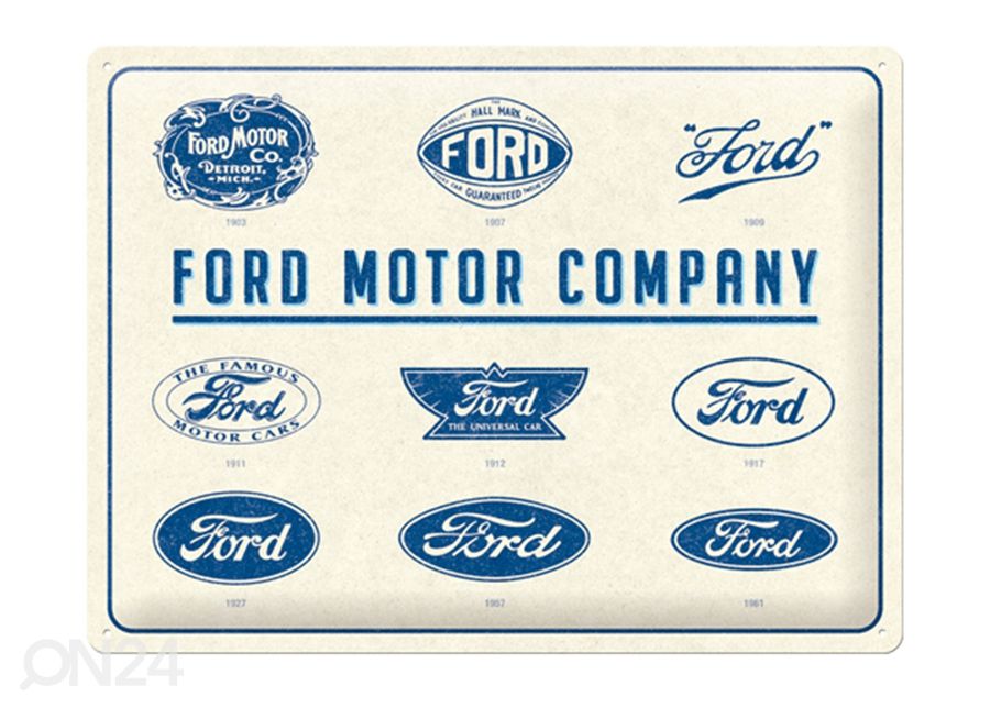 Retro metallitaulu Ford - Logo Evolution 30x40 cm kuvasuurennos