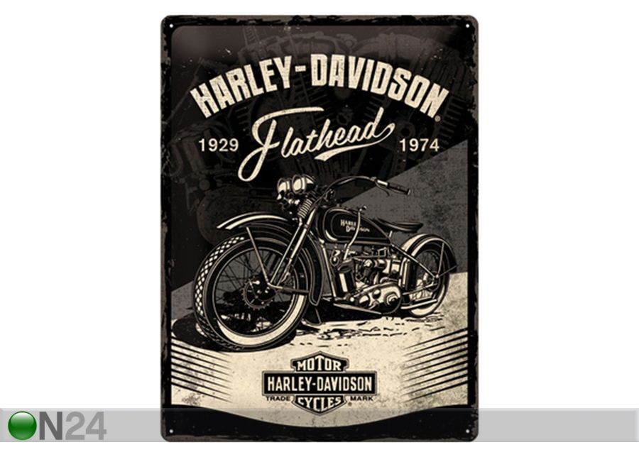 Retro metallitaulu Harley-Davidson - Flathead Black 30x40 cm kuvasuurennos
