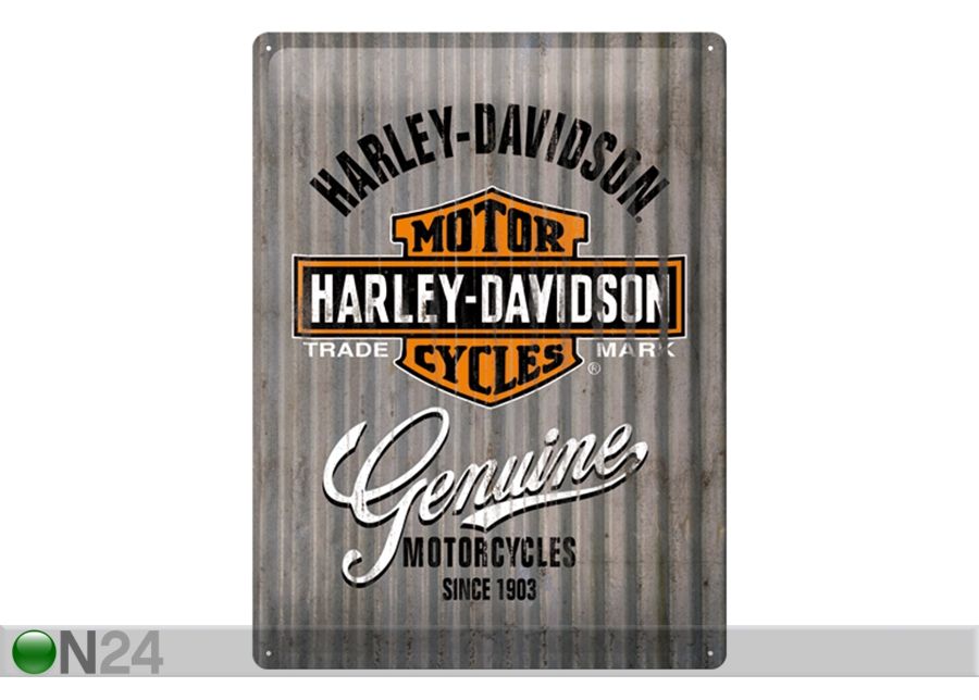 Retro metallitaulu Harley-Davidson Genuine lI 30x40 cm kuvasuurennos
