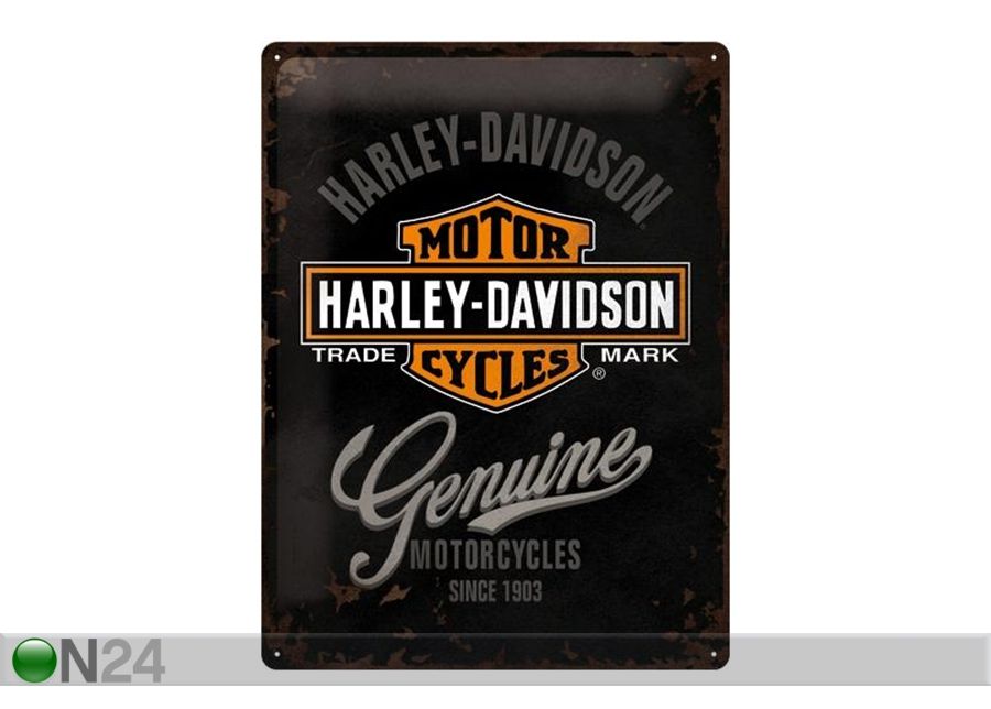 Retro metallitaulu Harley-Davidson Genuine logo 30x40 cm kuvasuurennos