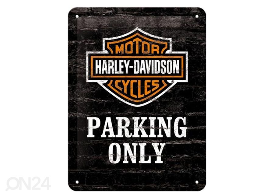 Retro metallitaulu Harley-Davidson Parking Only 15x20 cm kuvasuurennos