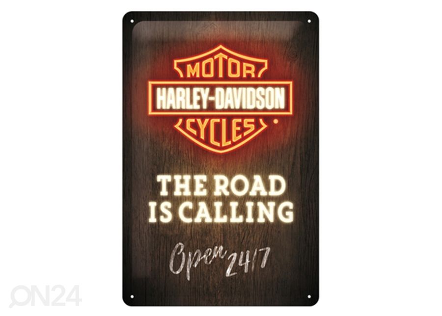 Retro metallitaulu Harley-Davidson - Road is Calling 20x30 cm kuvasuurennos