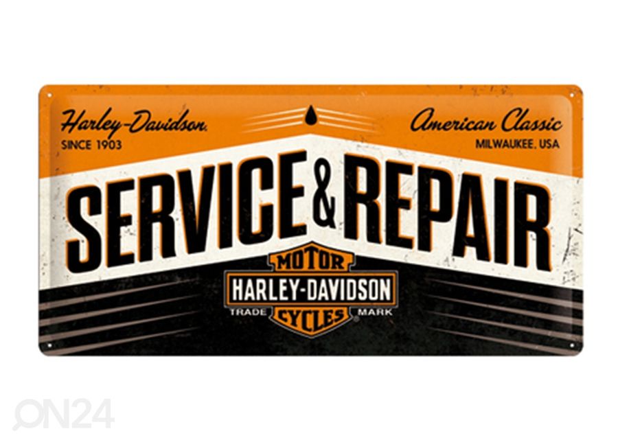 Retro metallitaulu Harley-Davidson Service & Repair 25x50 cm kuvasuurennos