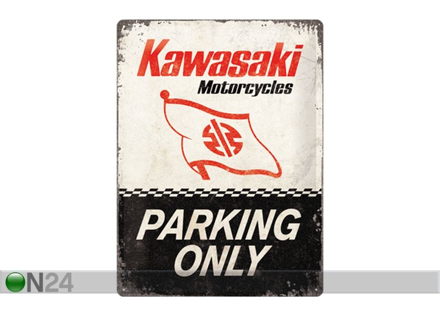 Retro metallitaulu Kawasaki Parking Only 30x40 cm kuvasuurennos
