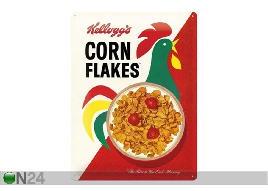 Retro metallitaulu Kellogg's Corn Flakes Cornelius 30x40 cm kuvasuurennos