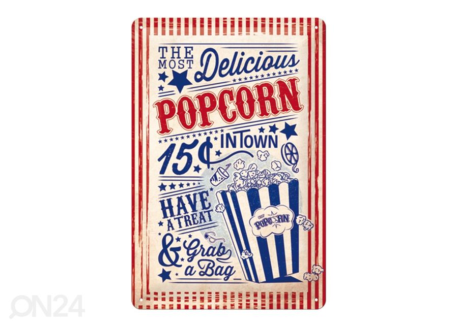 Retro metallitaulu Popcorn 20x30 cm kuvasuurennos