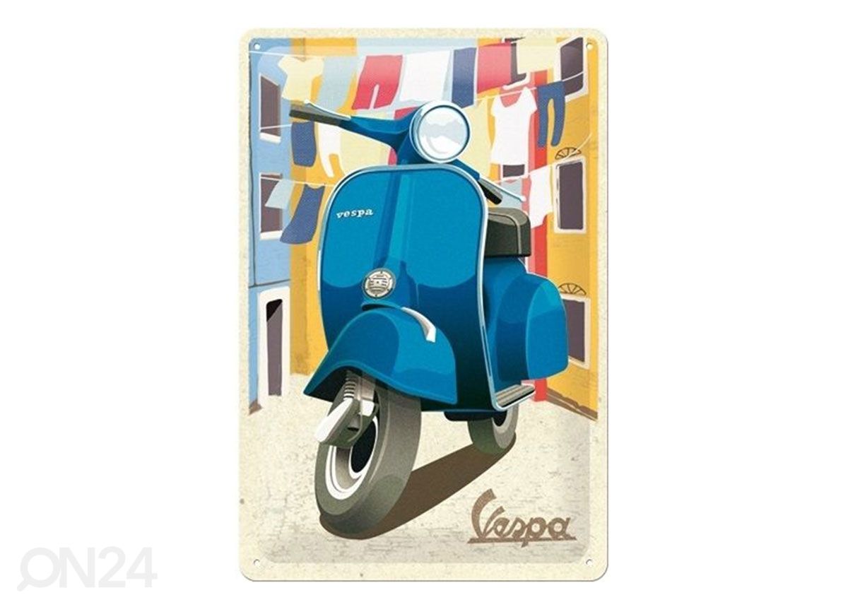 Retro metallitaulu Vespa - Italian Laundry 20x30 cm kuvasuurennos