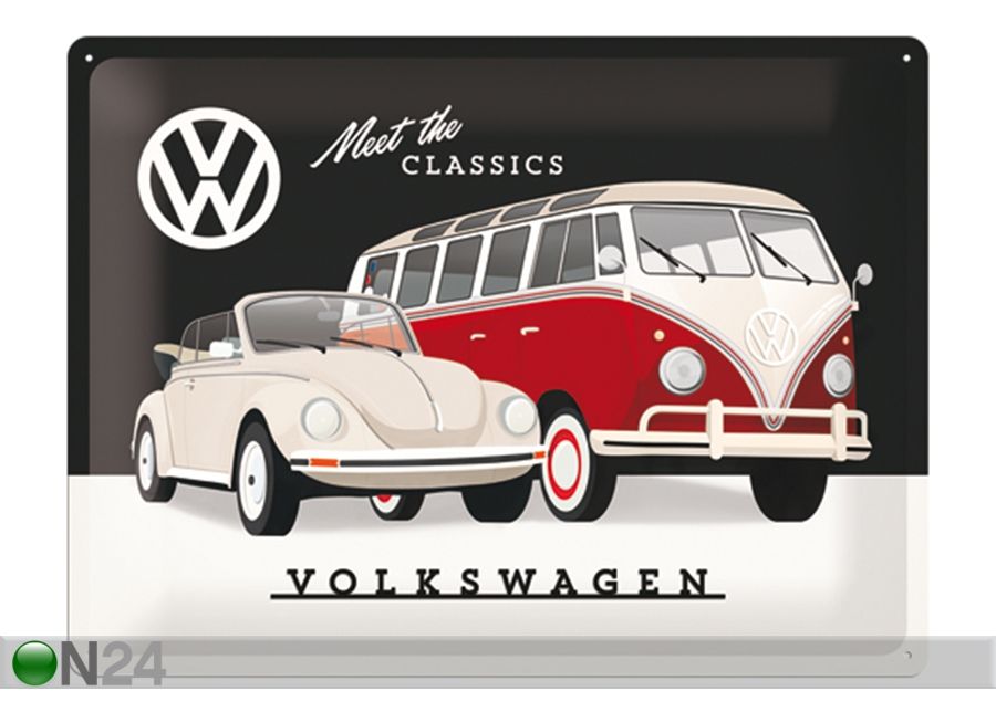 Retro metallitaulu VW Meet the Classics 30x40 cm kuvasuurennos