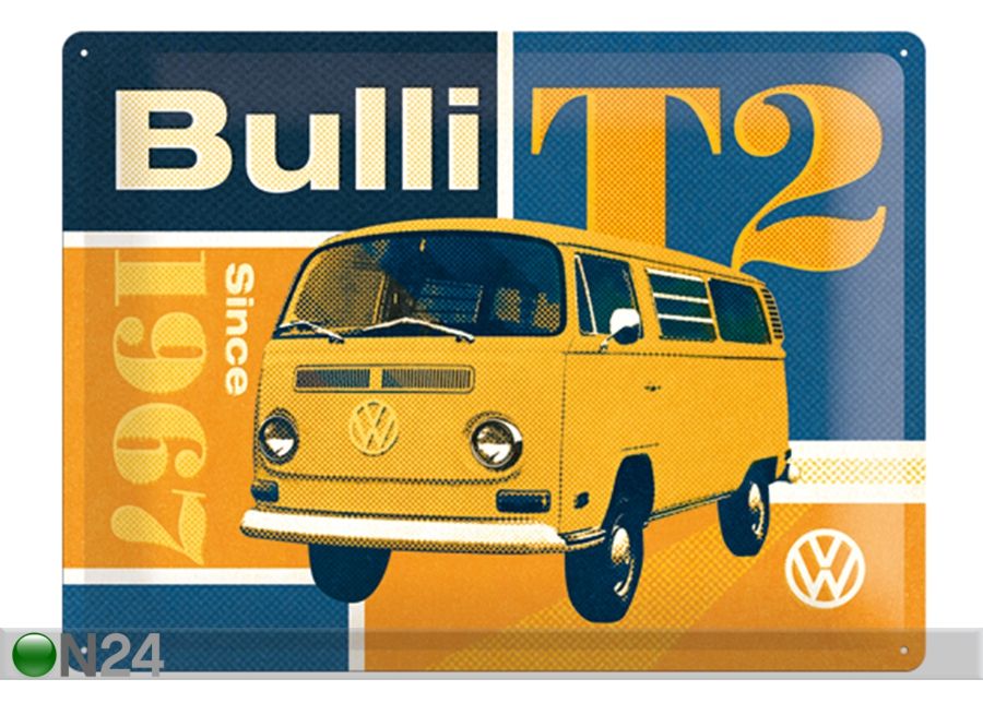 Retro metallitaulu VW T2 Bulli 30x40 cm kuvasuurennos