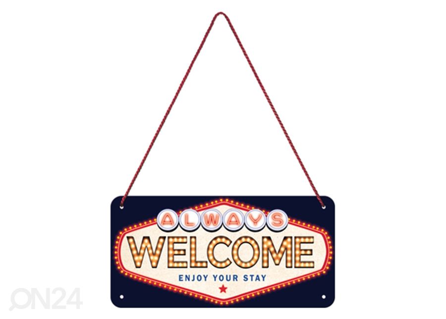 Retro metallitaulu Welcome 10x20 cm kuvasuurennos