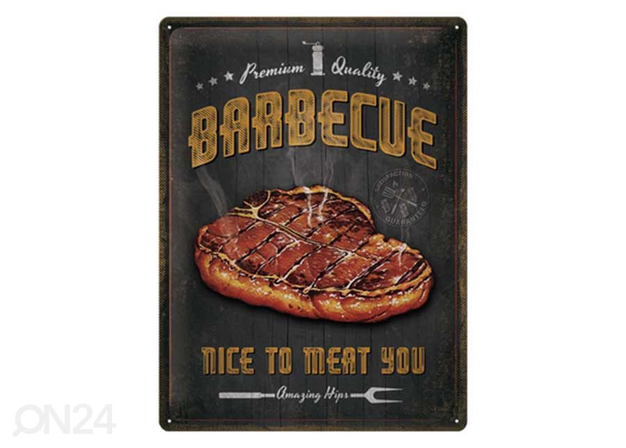 Retrotyylinen metallitaulu Barbecue Nice To Meat You 30x40 cm kuvasuurennos