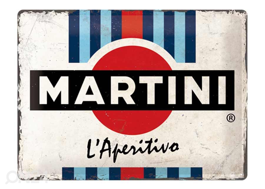 Retrotyylinen metallitaulu Martini - L´Aperitivo Racing Stripes 30x40 cm kuvasuurennos