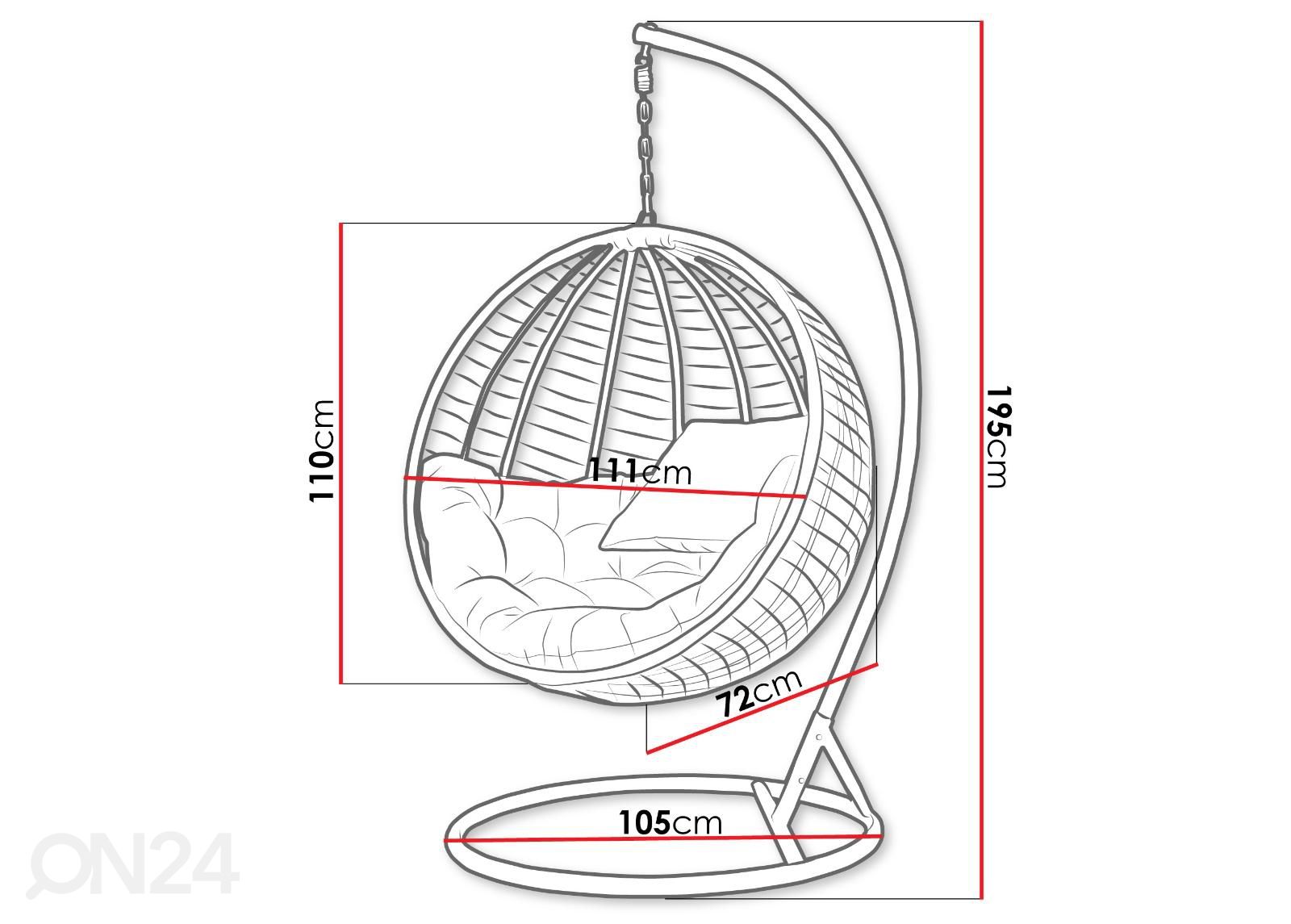 Riipputuoli Round kuvasuurennos mitat