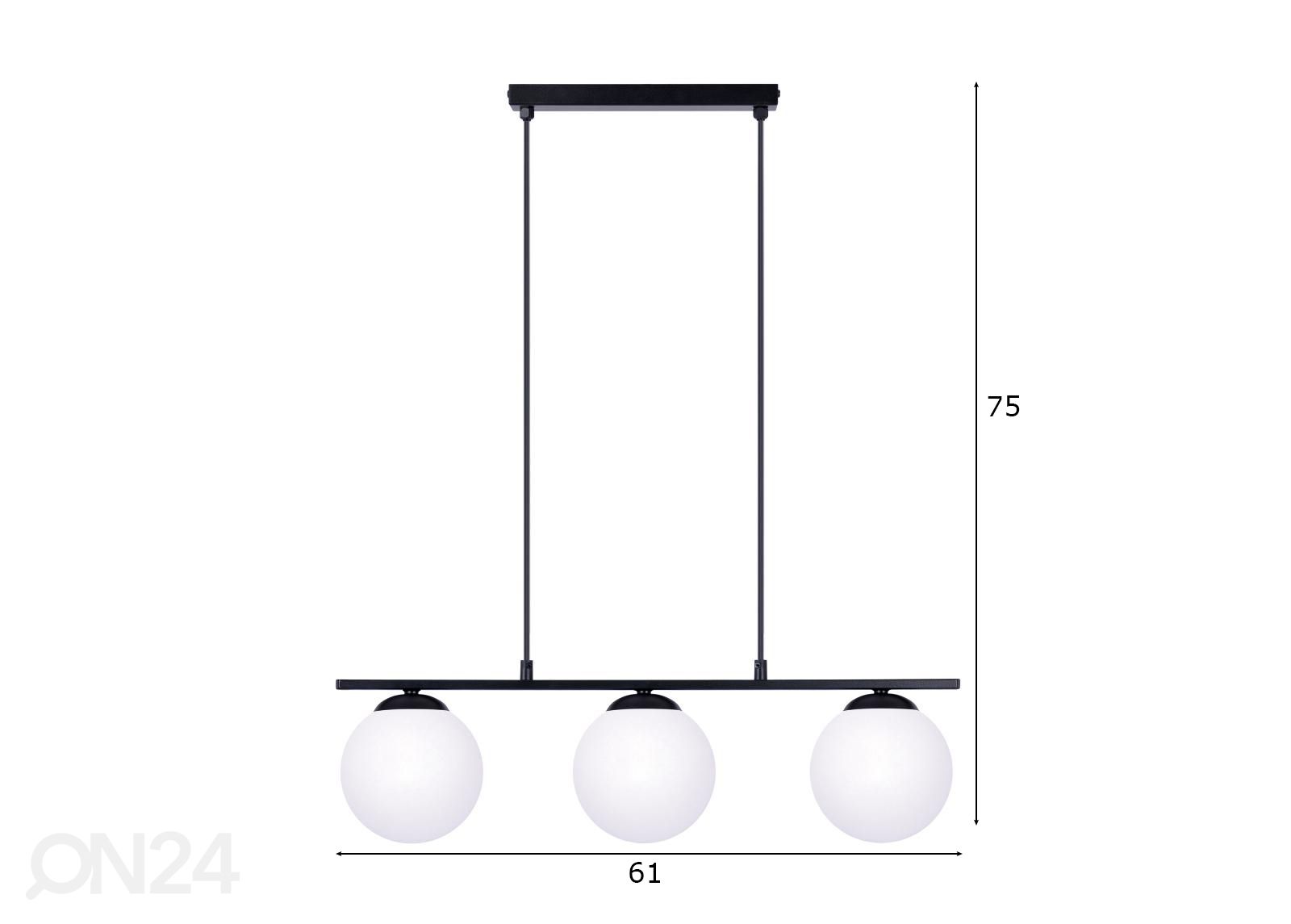 Riippuvalaisin Globe 3 kuvasuurennos mitat
