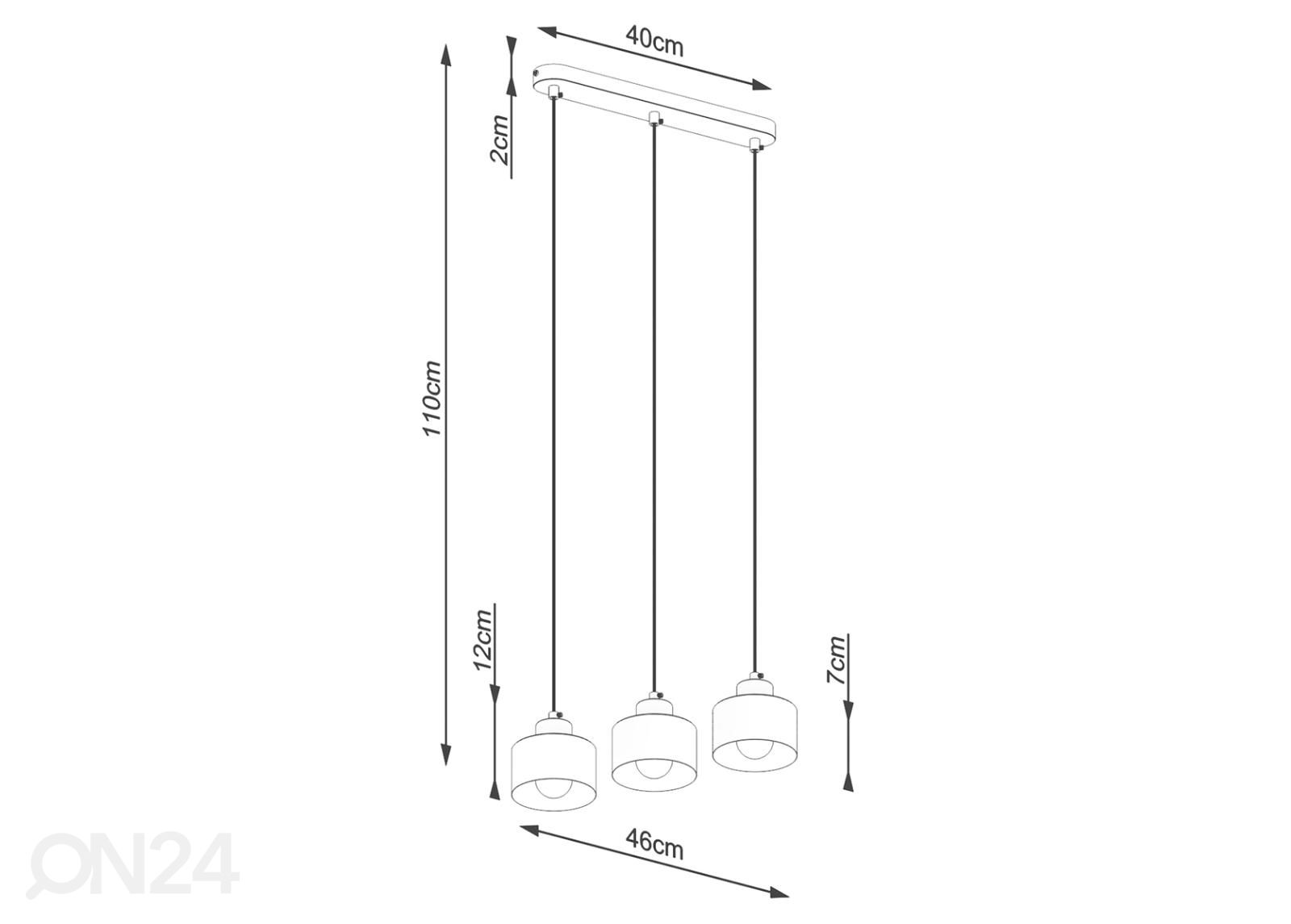 Riippuvalaisin Savar 3, musta kuvasuurennos mitat