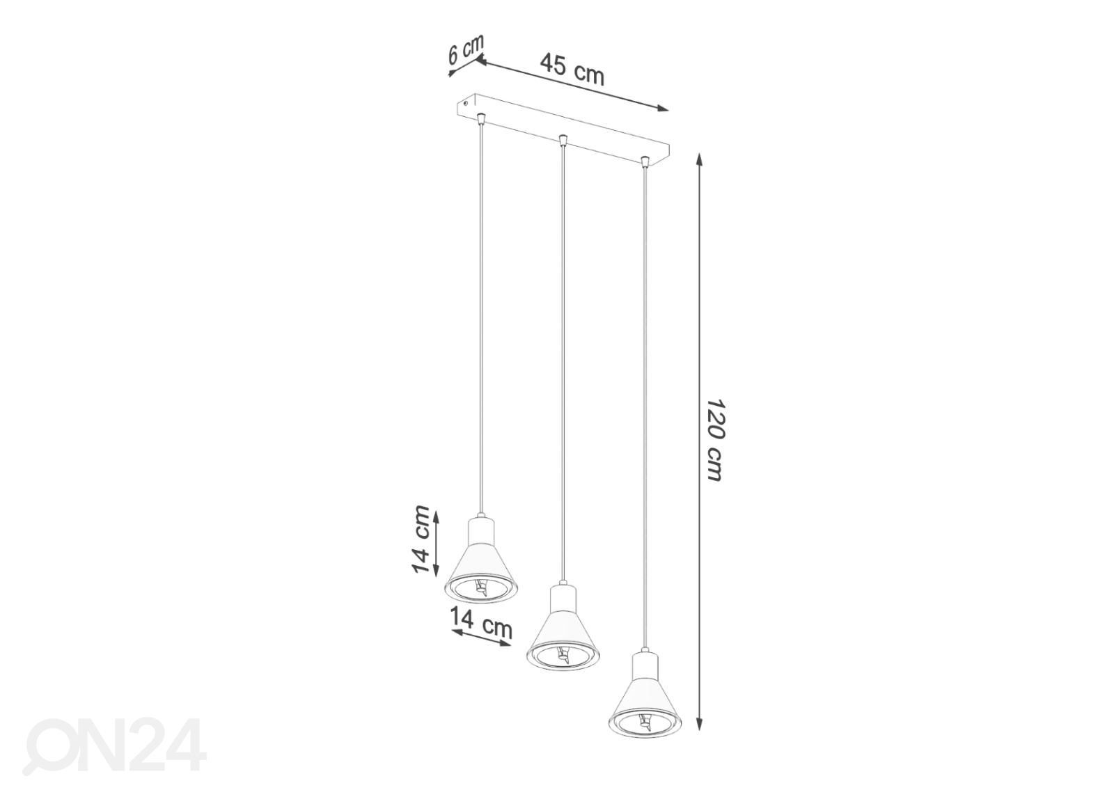 Riippuvalaisin Taleja 3, valkoinen kuvasuurennos mitat