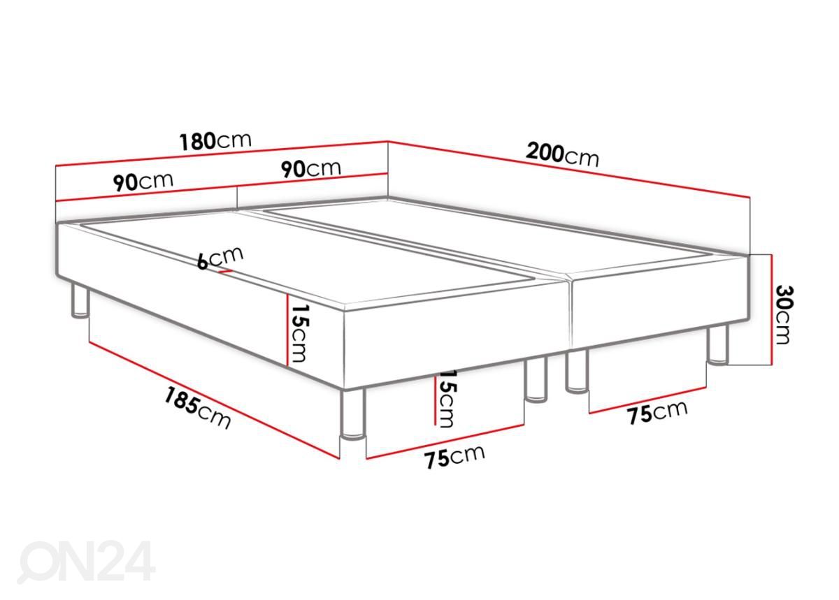 Runkosänky 180x200 cm kuvasuurennos mitat