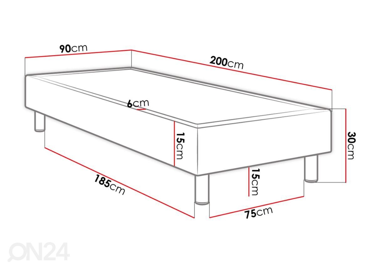 Runkosänky 90x200 cm kuvasuurennos mitat