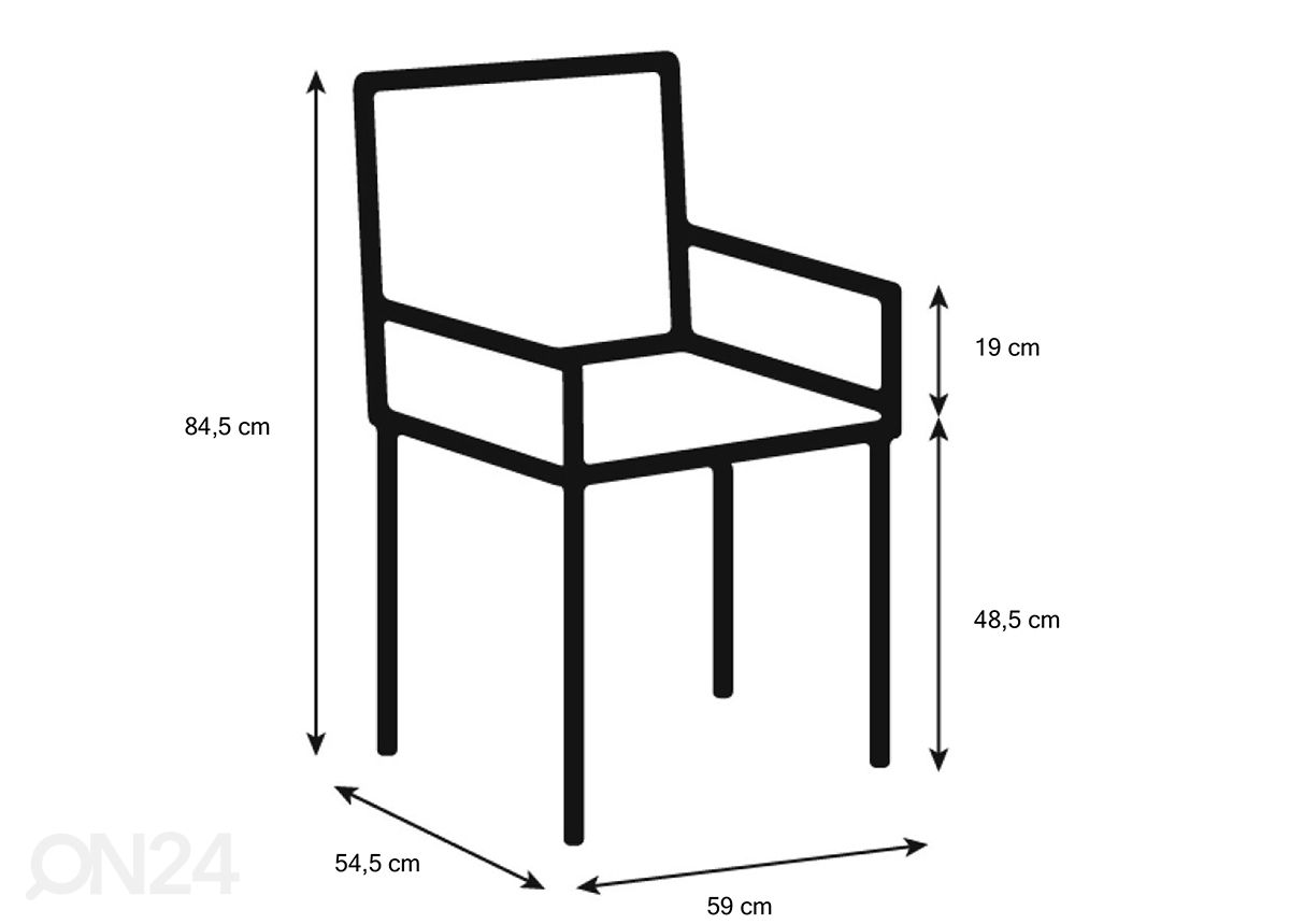 Ruokapöydän tuoli Mesa, 2 kpl kuvasuurennos mitat