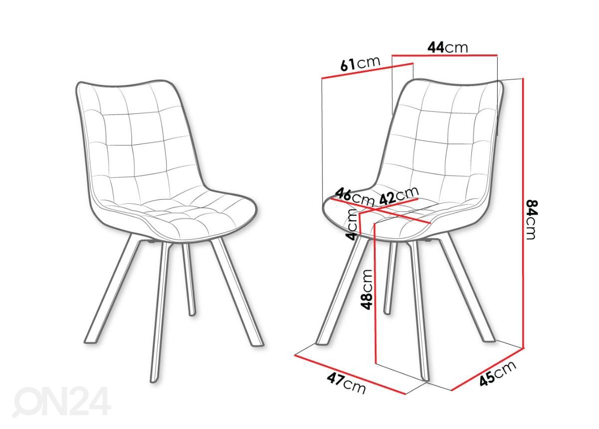 Ruokapöydän tuolit, 2 kpl kuvasuurennos mitat