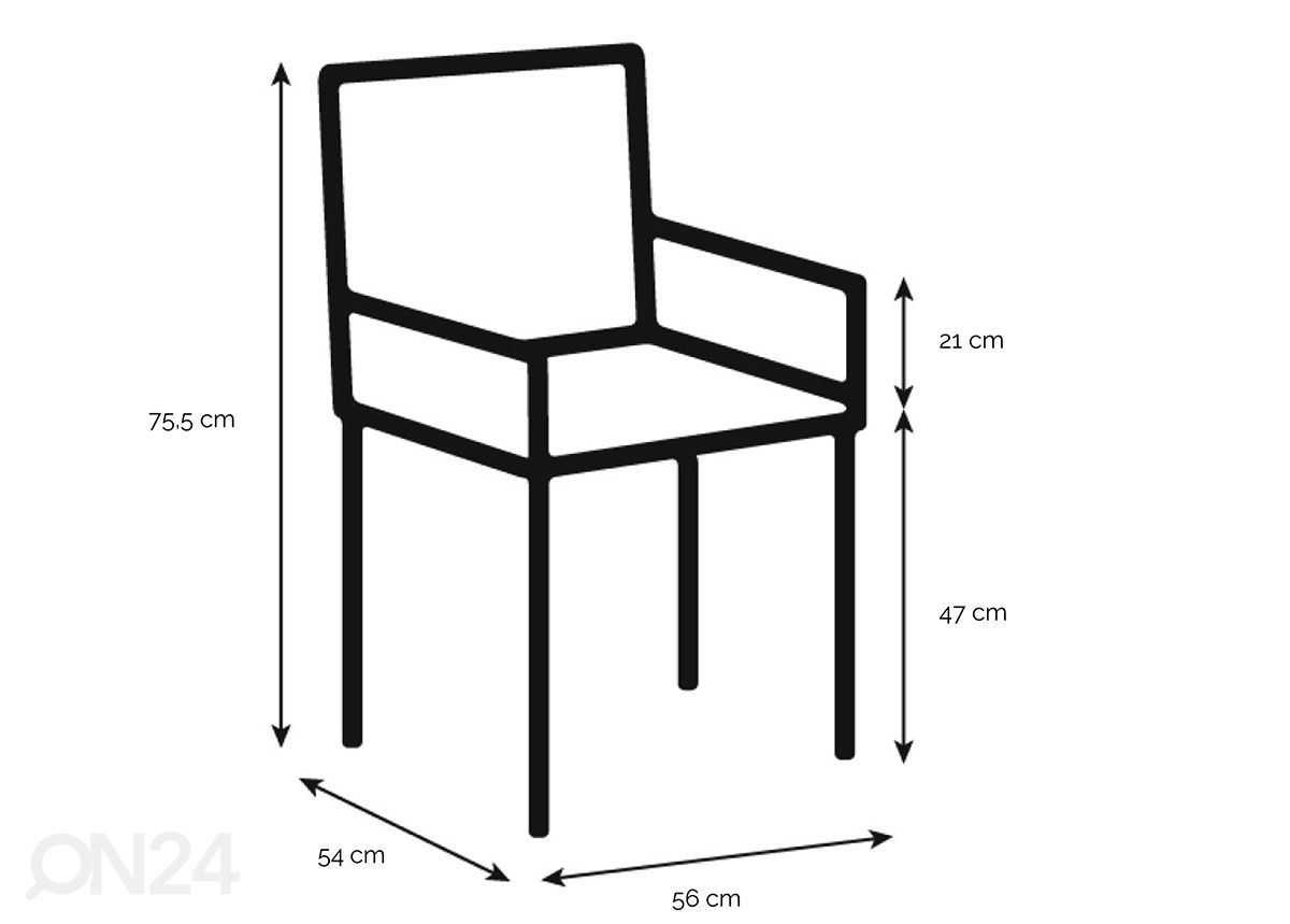 Ruokapöydän tuolit Aars, 2 kpl kuvasuurennos mitat