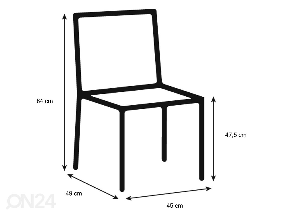 Ruokapöydän tuolit Albo, 2 kpl kuvasuurennos mitat